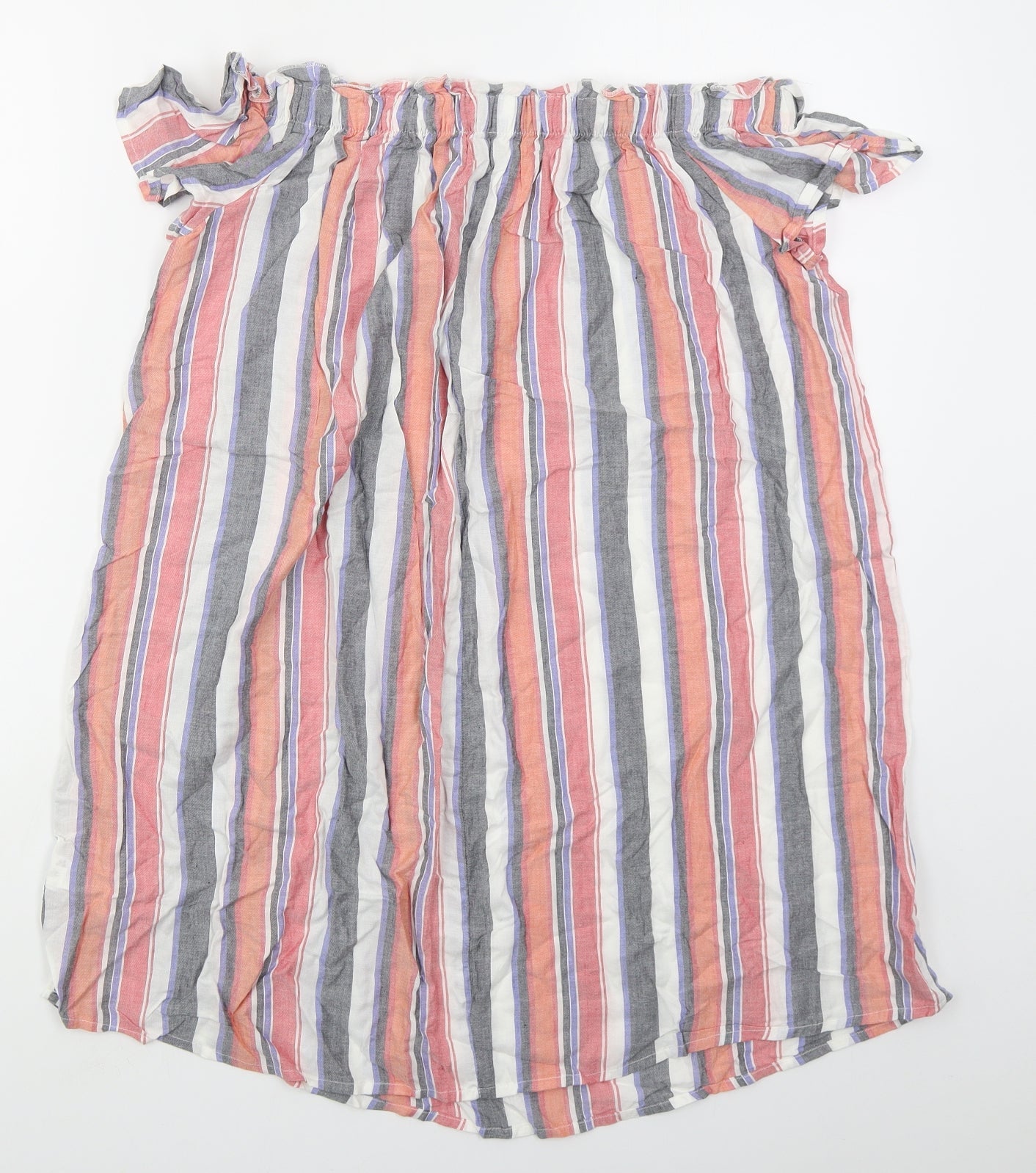 Papaya Womens Red Striped Viscose A-Line  Size 10  Off the Shoulder Pullover