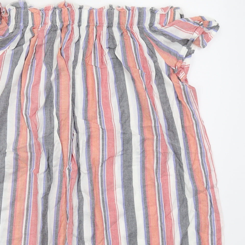 Papaya Womens Red Striped Viscose A-Line  Size 10  Off the Shoulder Pullover