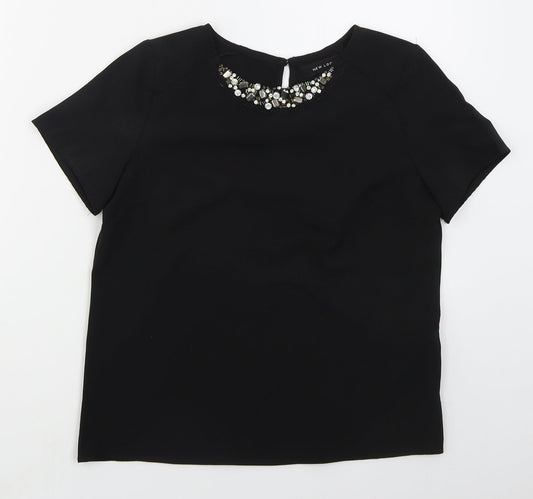 Womens UK Size 6 New Look Black Basic T-Shirt