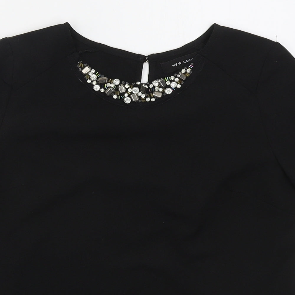 Womens UK Size 6 New Look Black Basic T-Shirt
