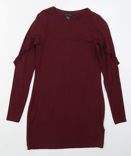 New Look Womens Red  Cotton T-Shirt Dress  Size 6  Crew Neck Pullover