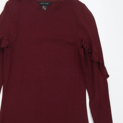 New Look Womens Red  Cotton T-Shirt Dress  Size 6  Crew Neck Pullover