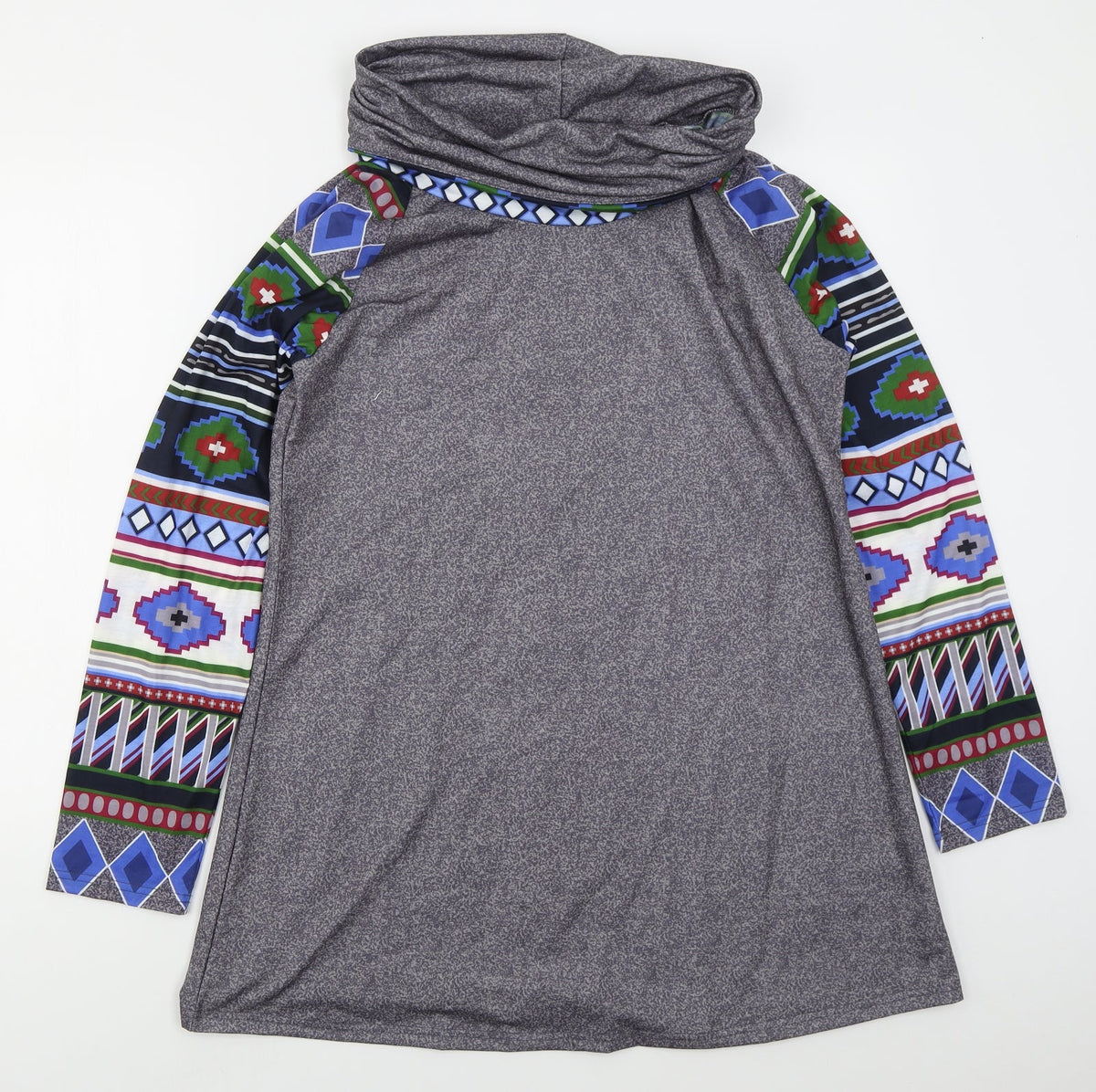 Additional front view of Miss Look women’s grey geometric polyester pullover sweatshirt, size XL, pullover