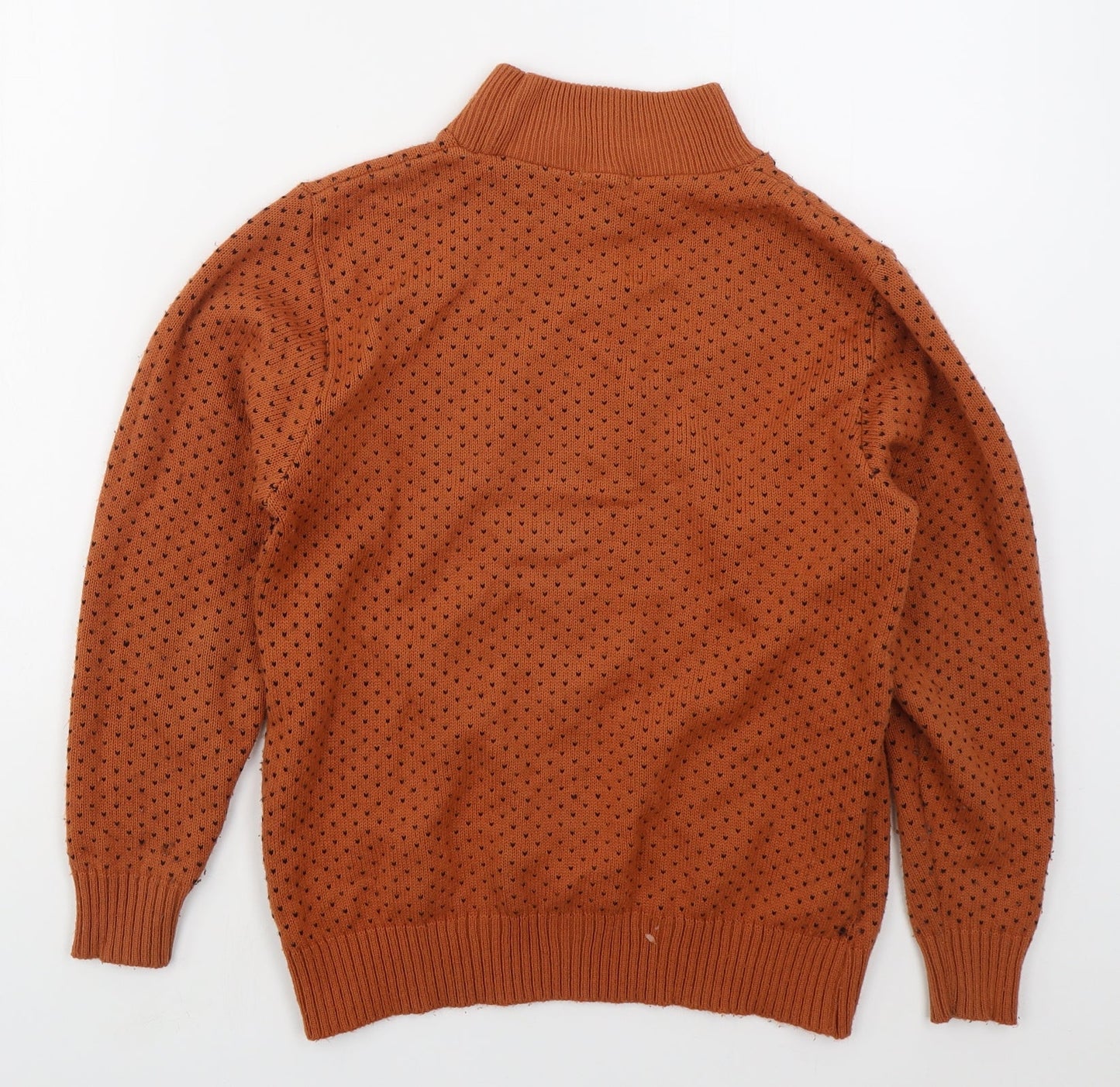 Ouvir Womens Orange Mock Neck Geometric Acrylic Pullover Jumper Size S