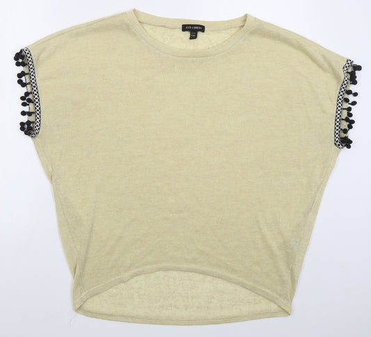 Womens UK Size M QED London Beige Basic T-Shirt