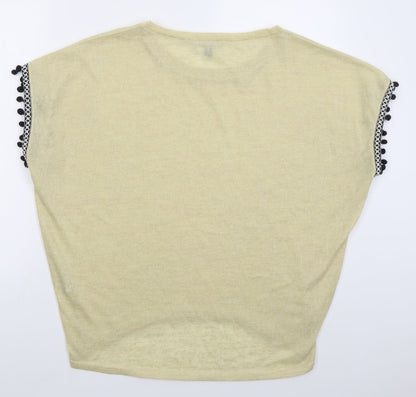 Womens UK Size M QED London Beige Basic T-Shirt