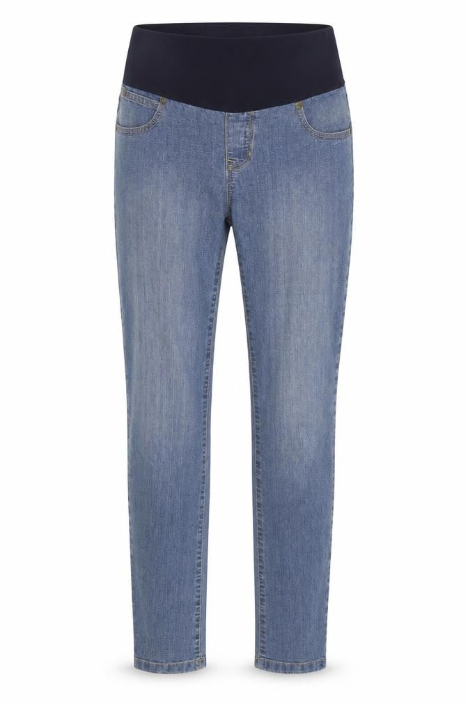 Front view of Yes Yes women’s blue cotton skinny jeans, size UK 10, 30-inch leg regular