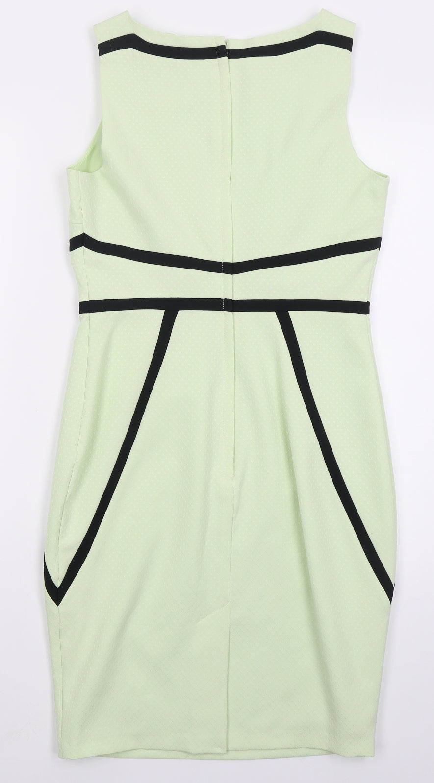 Dorothy Perkins Womens Green Geometric Polyester Pencil Dress  Size 10  Boat Neck Zip