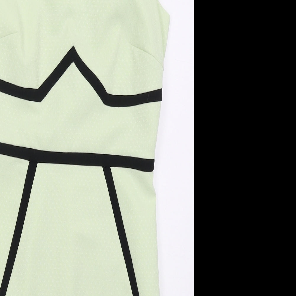 Dorothy Perkins Womens Green Geometric Polyester Pencil Dress  Size 10  Boat Neck Zip