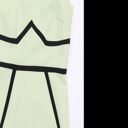 Dorothy Perkins Womens Green Geometric Polyester Pencil Dress  Size 10  Boat Neck Zip