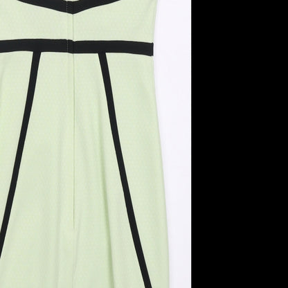 Dorothy Perkins Womens Green Geometric Polyester Pencil Dress  Size 10  Boat Neck Zip