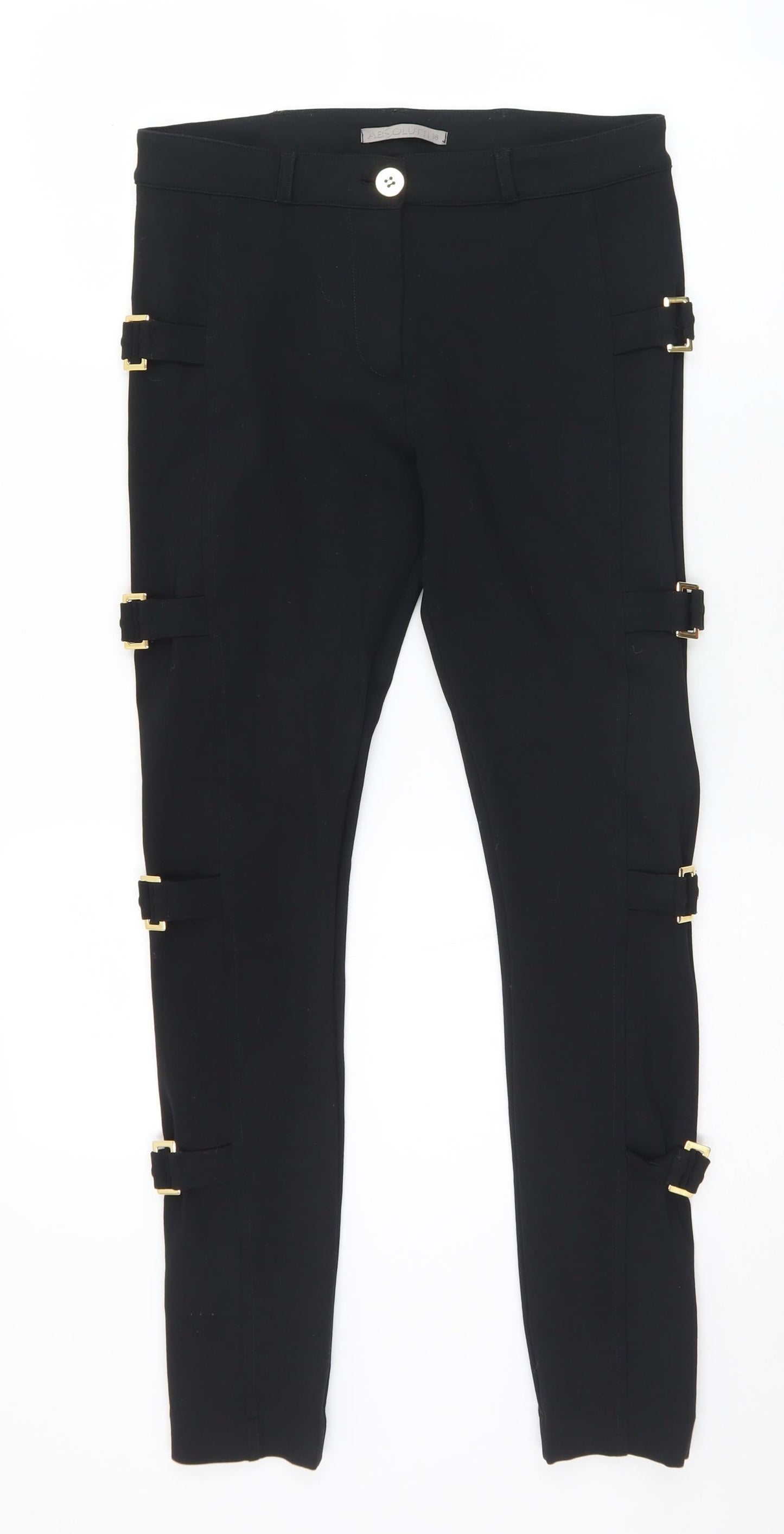 Absolutti Womens Black  Viscose Trousers  Size 10 L28 in Regular Zip