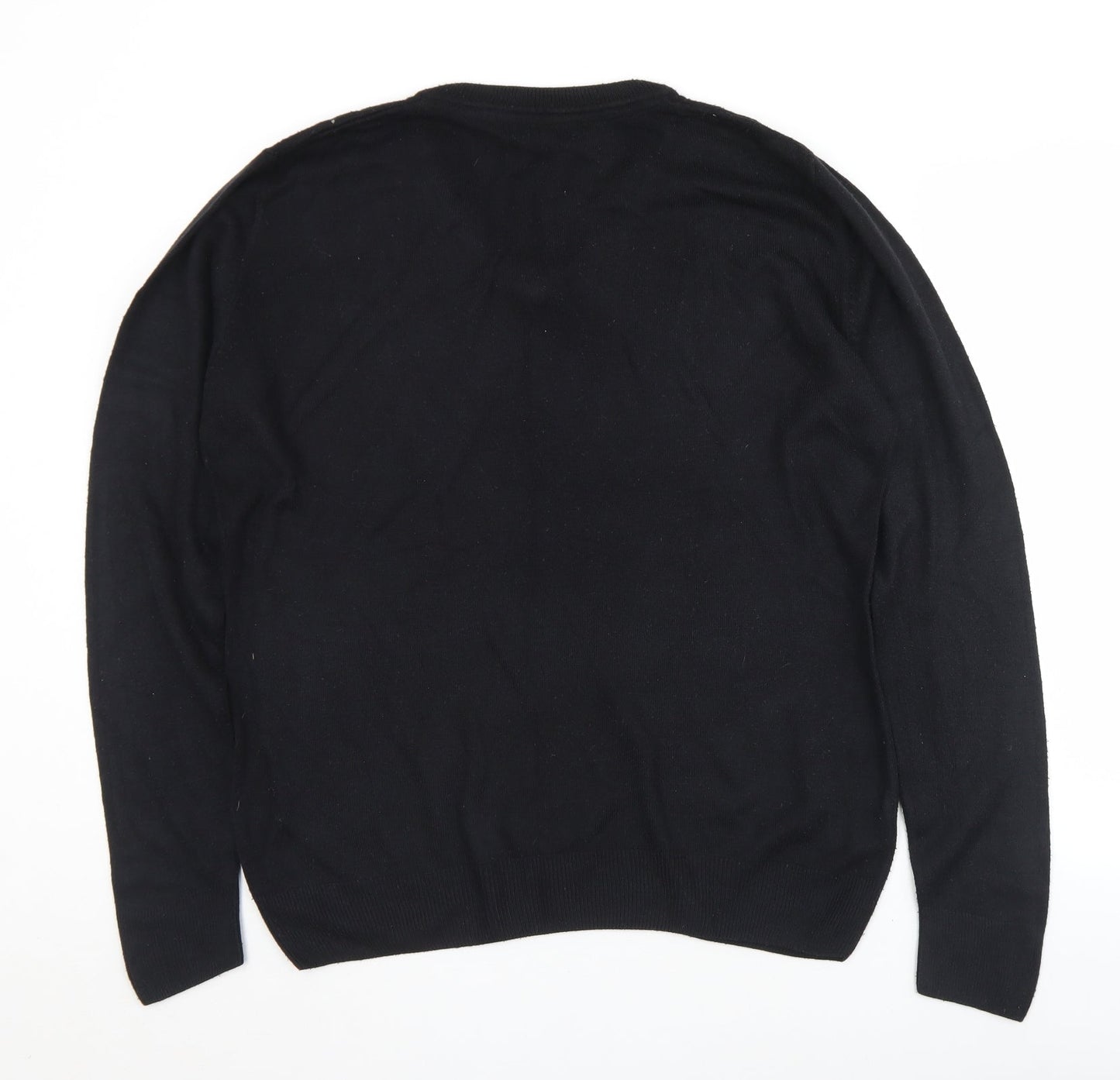 Easy Mens Black V-Neck  Acrylic Pullover Jumper Size M