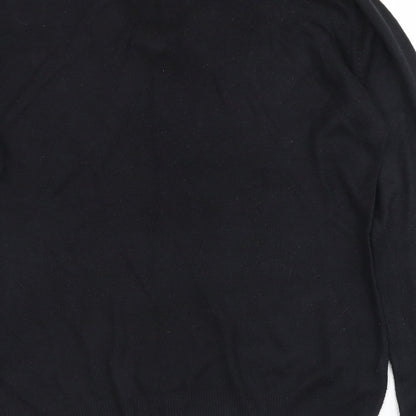 Easy Mens Black V-Neck  Acrylic Pullover Jumper Size M