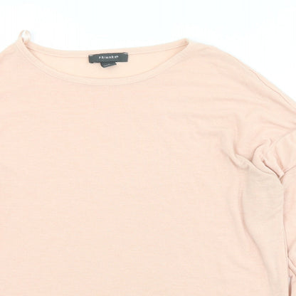 Primark Womens Pink  Polyester Basic T-Shirt Size 10 Crew Neck - 10-12