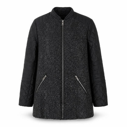 Front view of Bx Outerwear women’s black jacket coat, size UK 10, zip