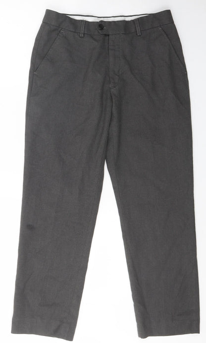 1880 club Mens Grey  Polyester Dress Pants Trousers Size 30 L26 in Classic Zip