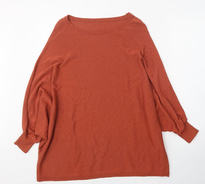 Zan.Style Womens Orange Scoop Neck  Viscose Shrug Jumper Size M