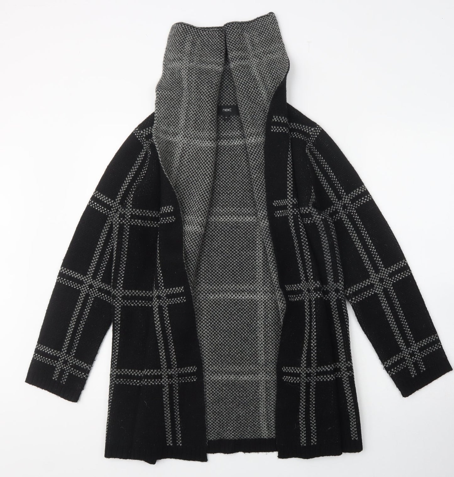NEXT Womens Black High Neck Herringbone Acrylic Wrap Jumper Size M