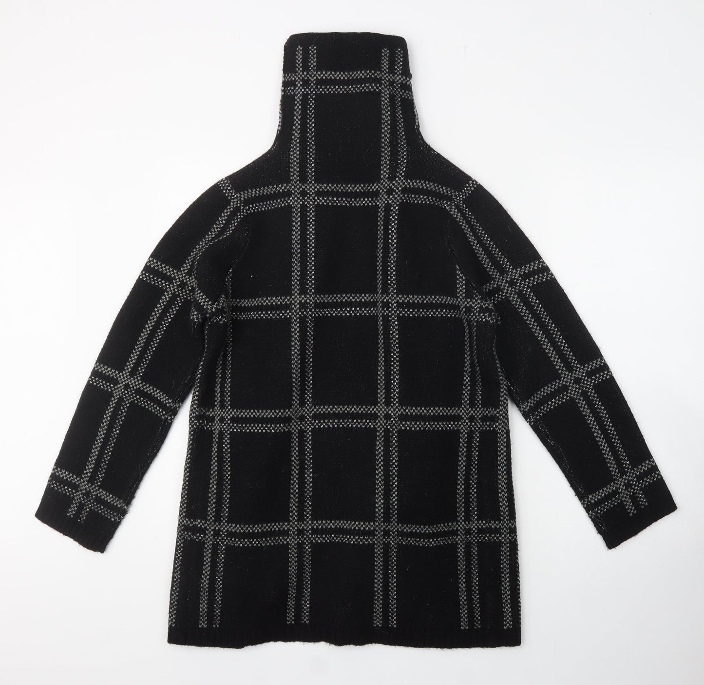 NEXT Womens Black High Neck Herringbone Acrylic Wrap Jumper Size M