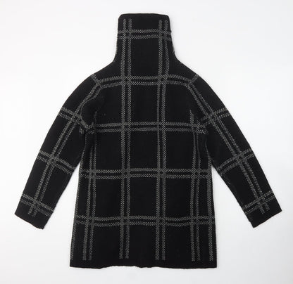 NEXT Womens Black High Neck Herringbone Acrylic Wrap Jumper Size M