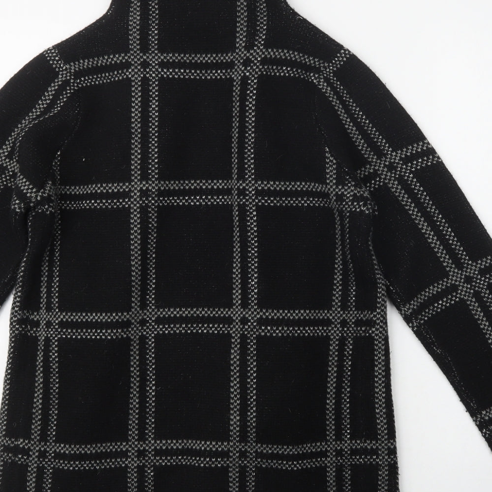 NEXT Womens Black High Neck Herringbone Acrylic Wrap Jumper Size M