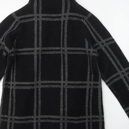 NEXT Womens Black High Neck Herringbone Acrylic Wrap Jumper Size M