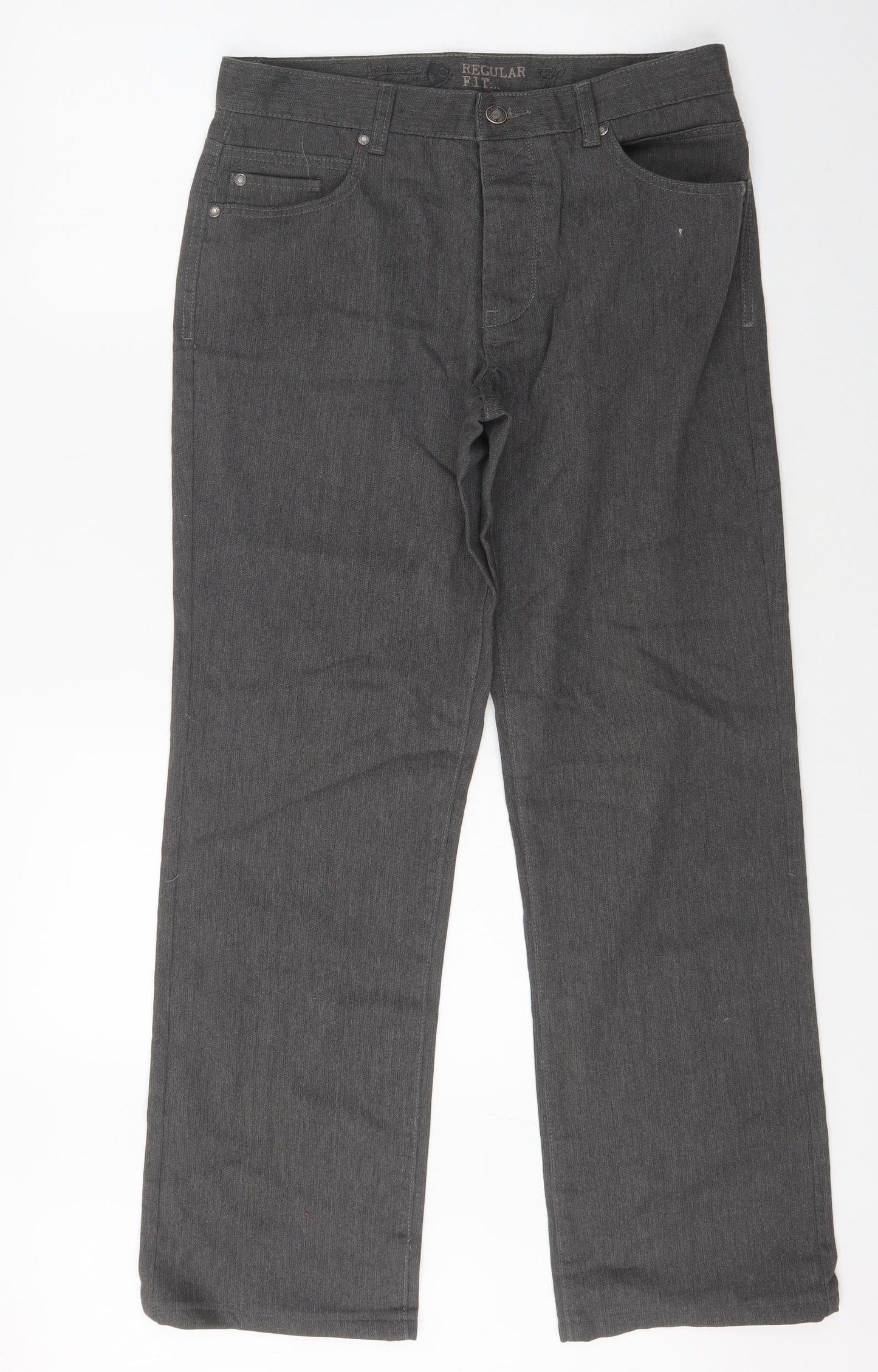 Heritage Womens Grey  Cotton Straight Jeans Size 32 L29.5 in Regular Zip
