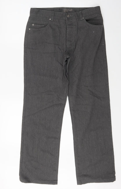Heritage Womens Grey  Cotton Straight Jeans Size 32 L29.5 in Regular Zip