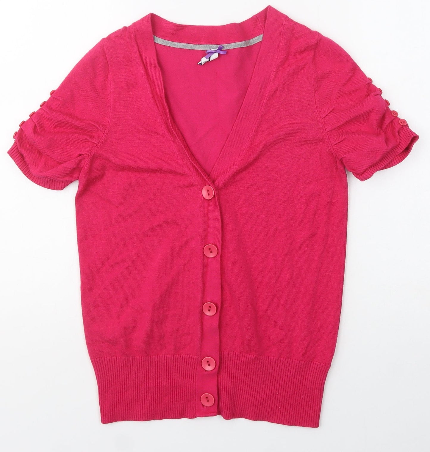 BHS Womens Pink V-Neck  Viscose Cardigan Jumper Size 10