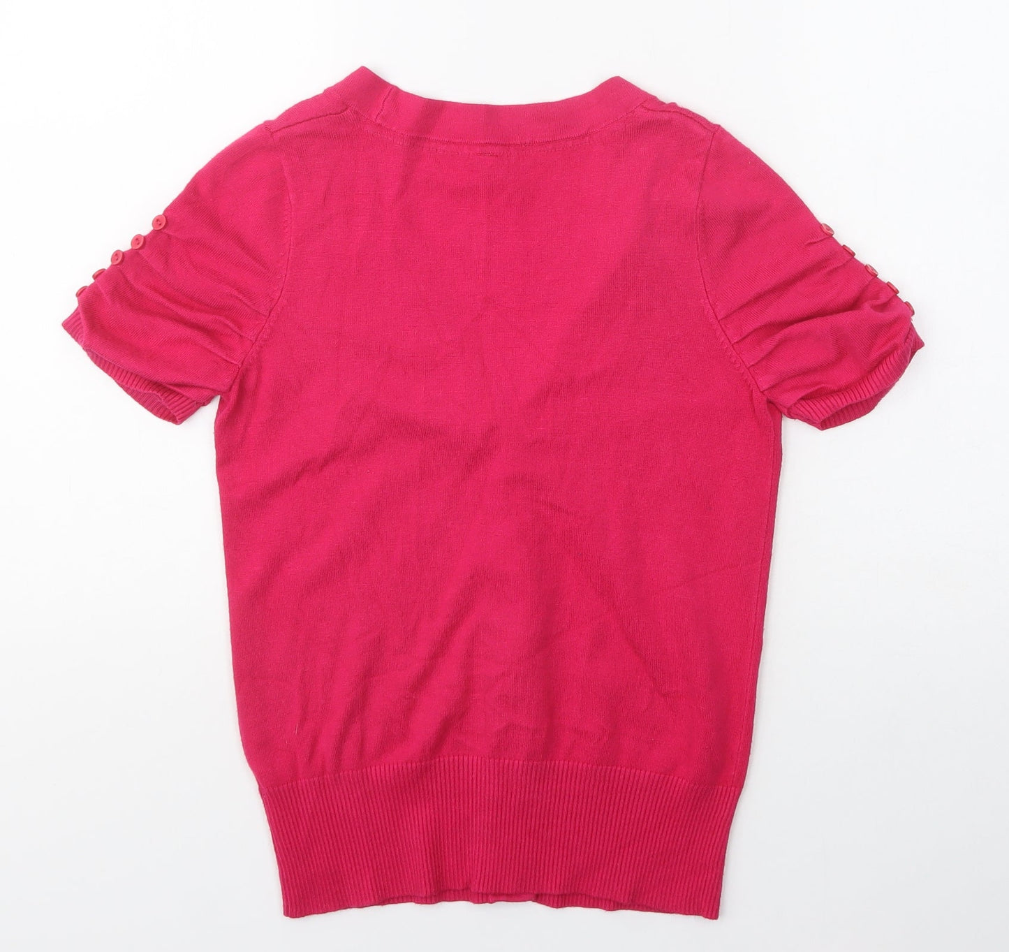 BHS Womens Pink V-Neck  Viscose Cardigan Jumper Size 10