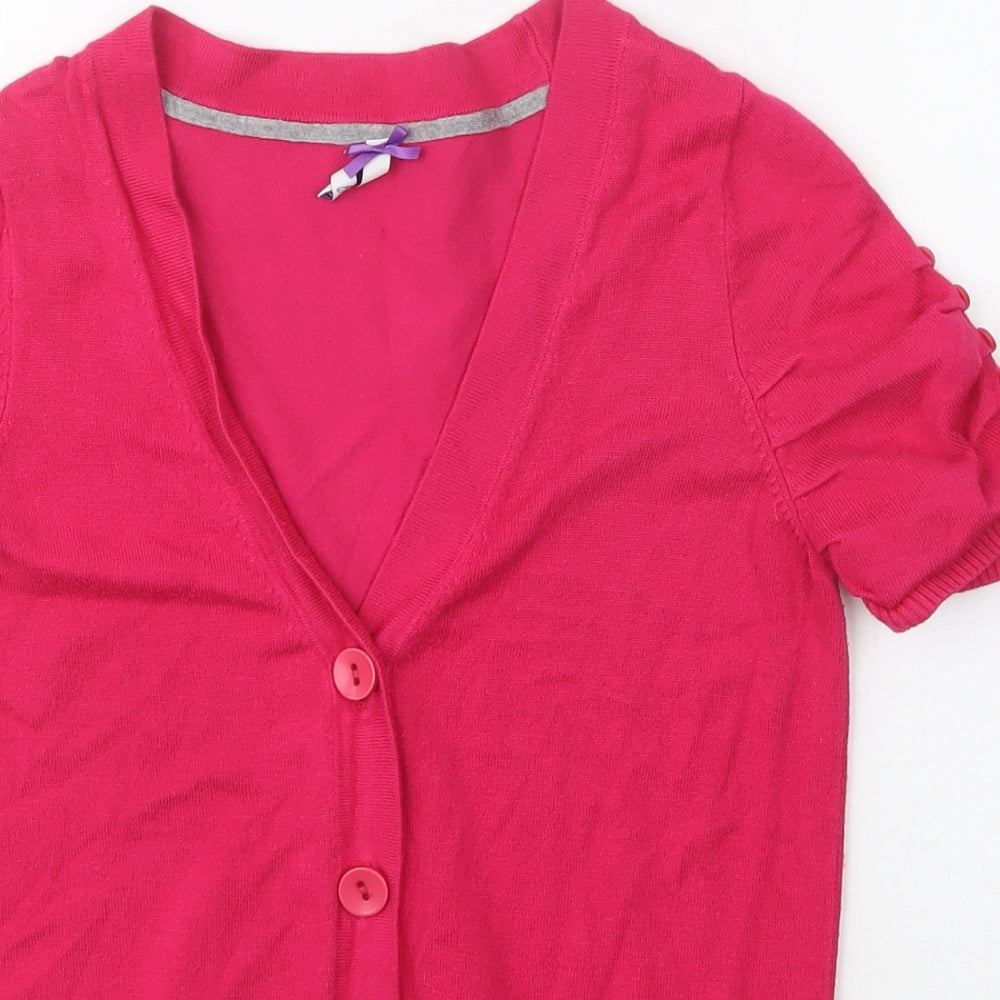 BHS Womens Pink V-Neck  Viscose Cardigan Jumper Size 10