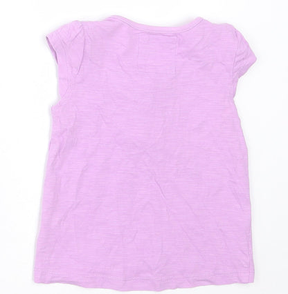 TU Girls Purple  Cotton Basic T-Shirt Size 6-9 Months Crew Neck Button