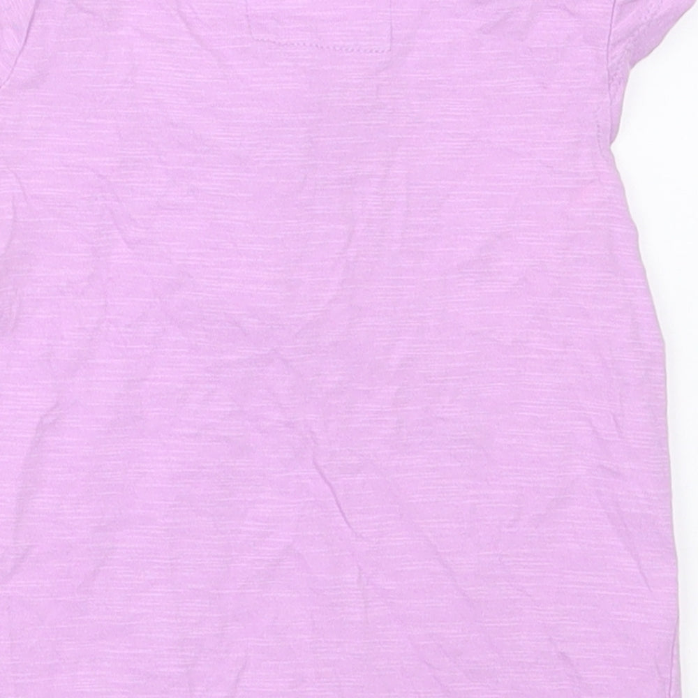 TU Girls Purple  Cotton Basic T-Shirt Size 6-9 Months Crew Neck Button