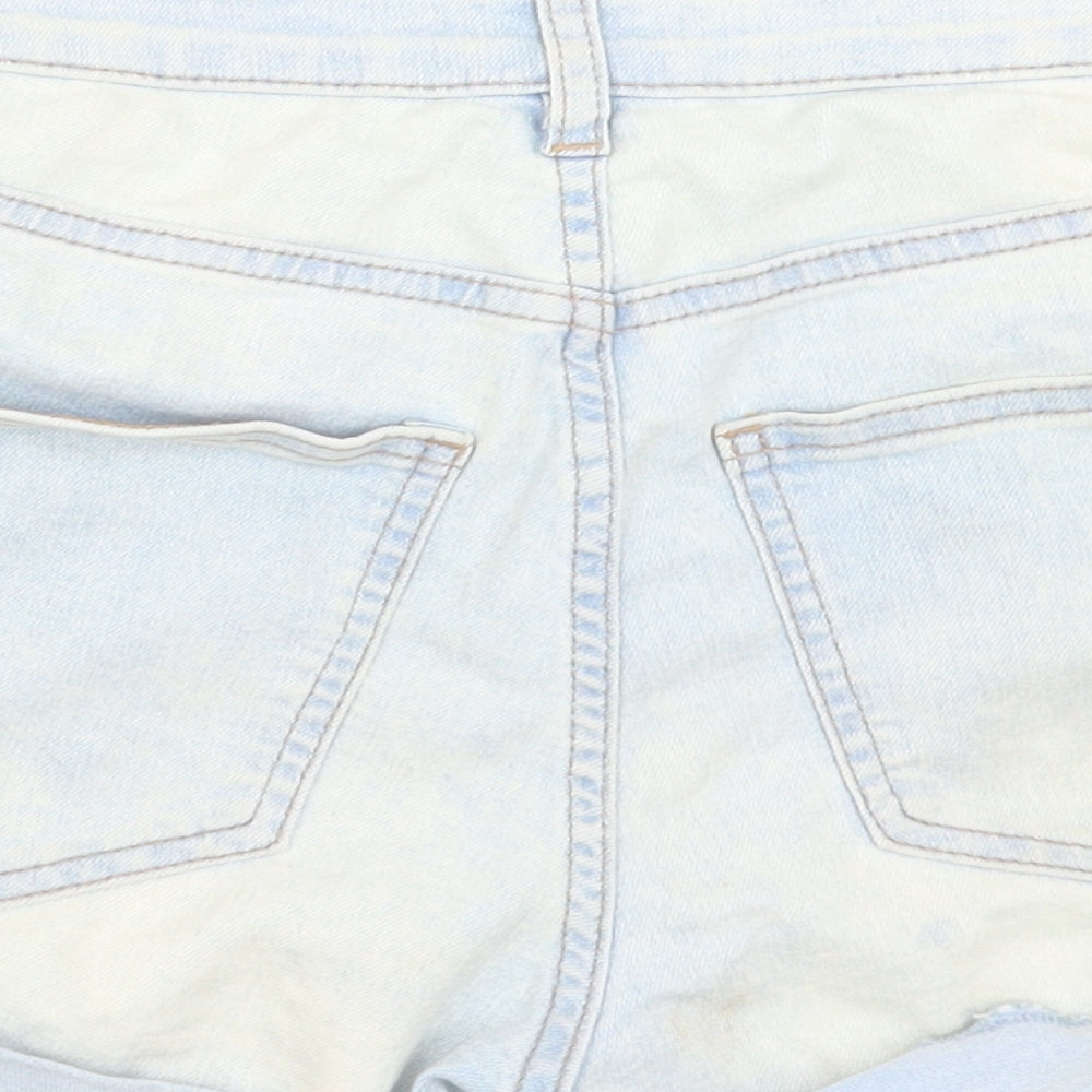 H&M Womens Blue  Cotton Boyfriend Shorts Size 8  Regular Button