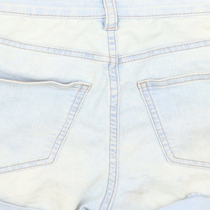 H&M Womens Blue  Cotton Boyfriend Shorts Size 8  Regular Button
