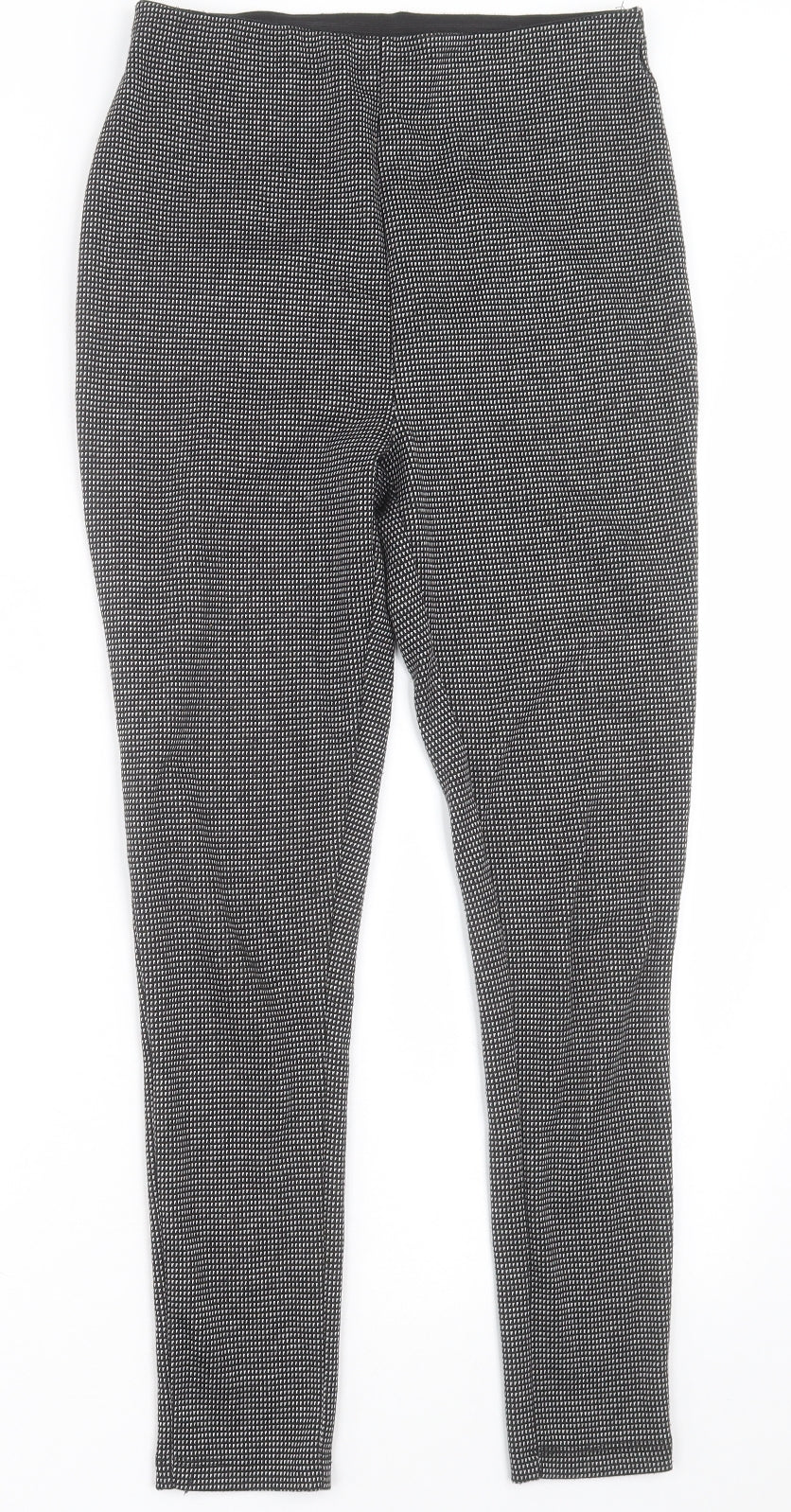 F&F Womens Black Geometric Polyester Trousers  Size 10 L27 in Regular