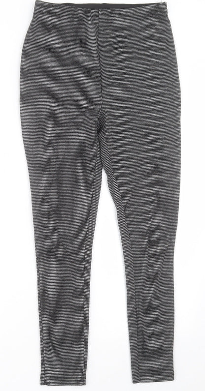 F&F Womens Black Geometric Polyester Trousers  Size 10 L27 in Regular