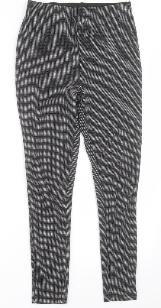 F&F Womens Black Geometric Polyester Trousers  Size 10 L27 in Regular