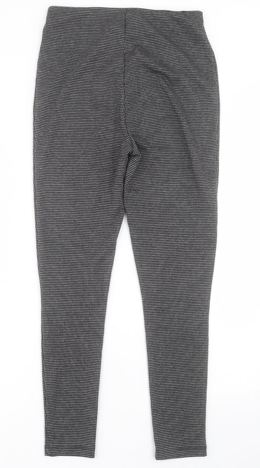 F&F Womens Black Geometric Polyester Trousers  Size 10 L27 in Regular