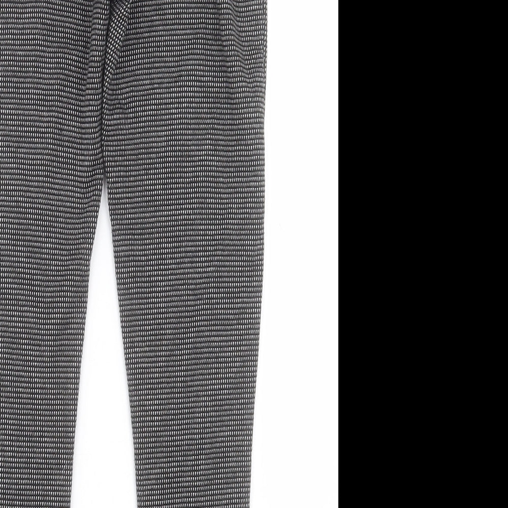 F&F Womens Black Geometric Polyester Trousers  Size 10 L27 in Regular