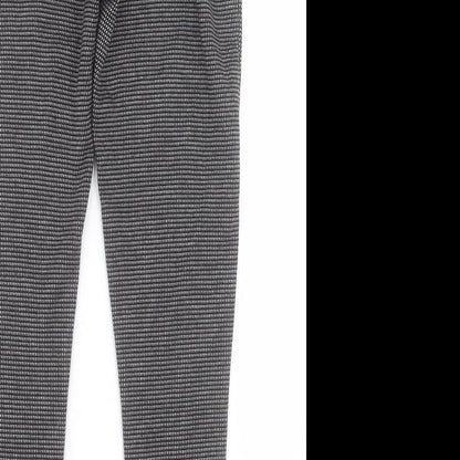 F&F Womens Black Geometric Polyester Trousers  Size 10 L27 in Regular