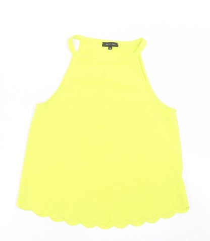 New Look Womens Yellow  Polyester Basic Tank Size 12 Square Neck