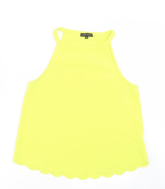 New Look Womens Yellow  Polyester Basic Tank Size 12 Square Neck