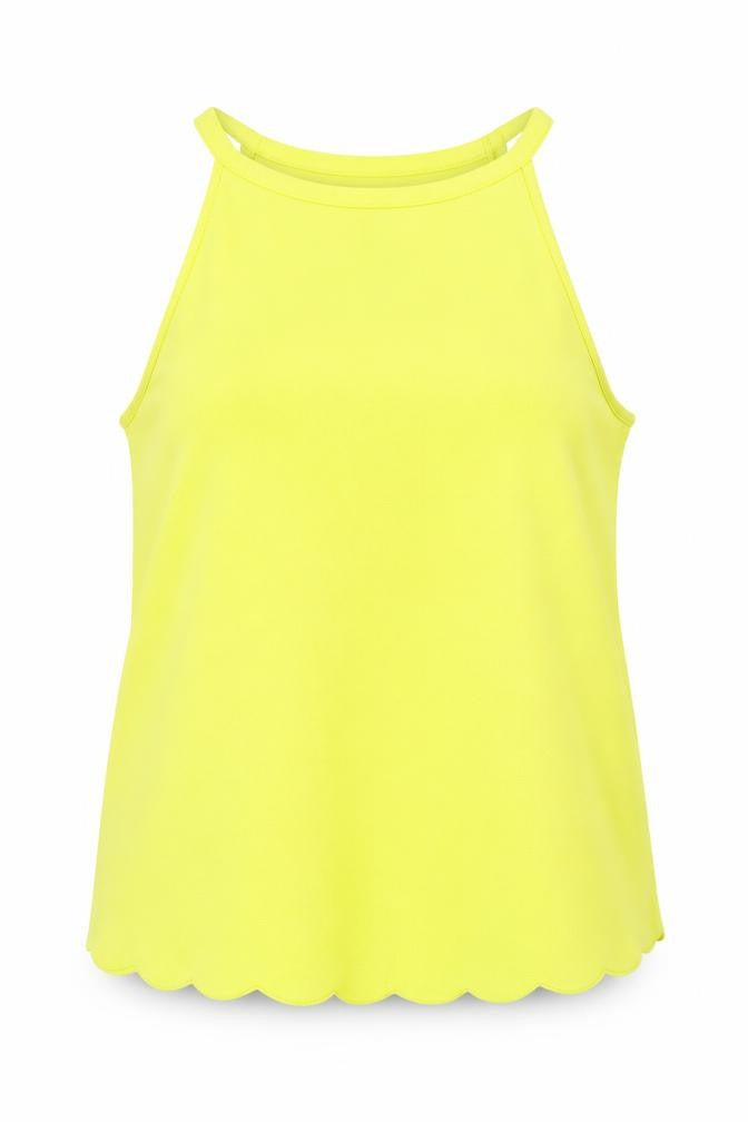 New Look Womens Yellow  Polyester Basic Tank Size 12 Square Neck