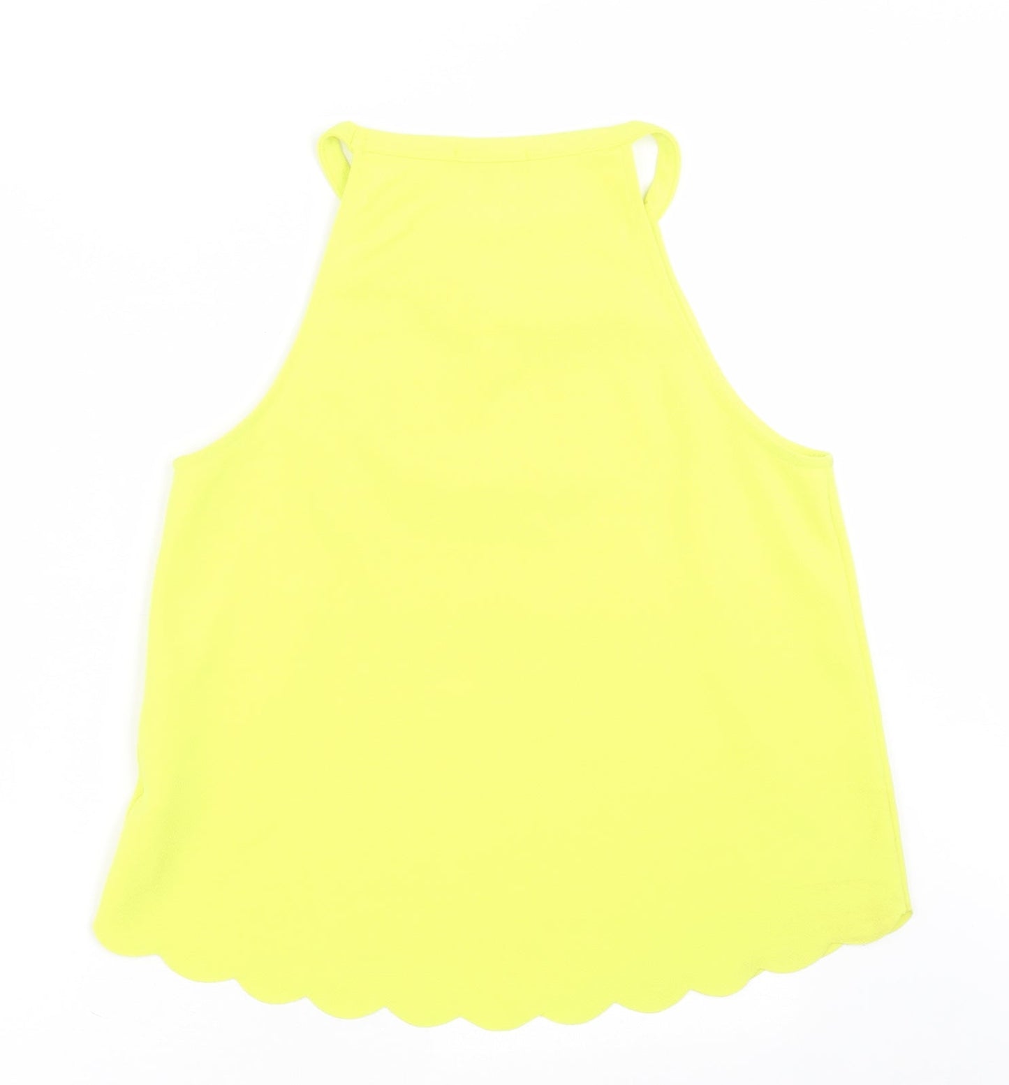 New Look Womens Yellow  Polyester Basic Tank Size 12 Square Neck