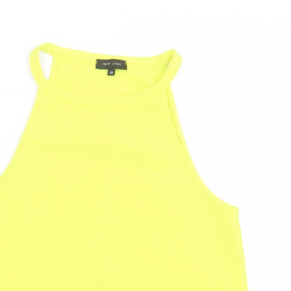 New Look Womens Yellow  Polyester Basic Tank Size 12 Square Neck