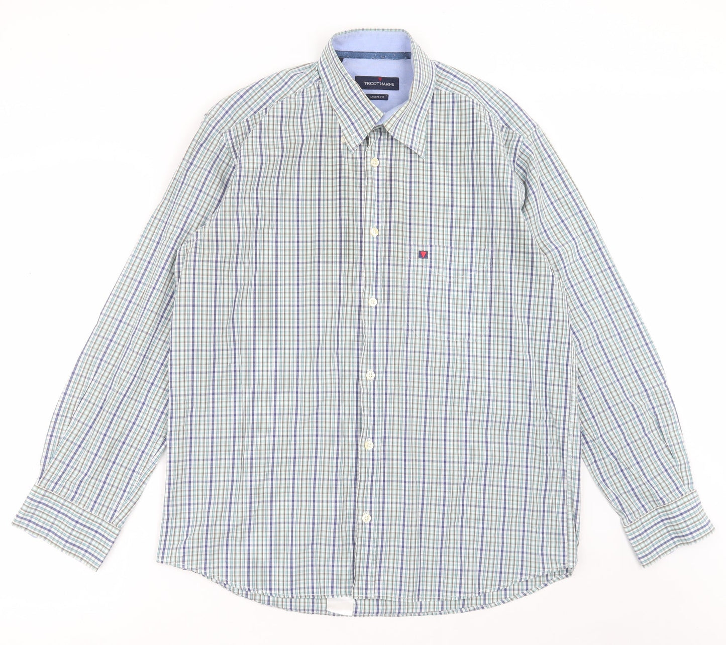 Mens UK Size L Tricot Marine Multicoloured  Button-Up Long Sleeve Casual Shirt
