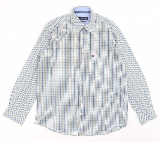 Tricot Marine Mens Multicoloured Plaid Cotton  Button-Up Size L Collared Button