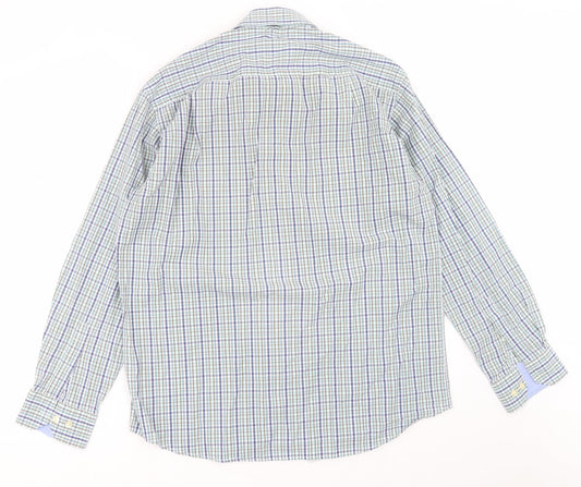 Tricot Marine Mens Multicoloured Plaid Cotton  Button-Up Size L Collared Button